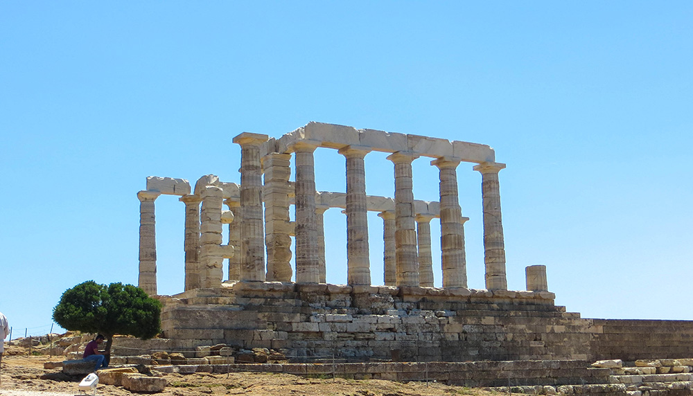 Temple of Poseidon at Cape Sounion in Athens Greece