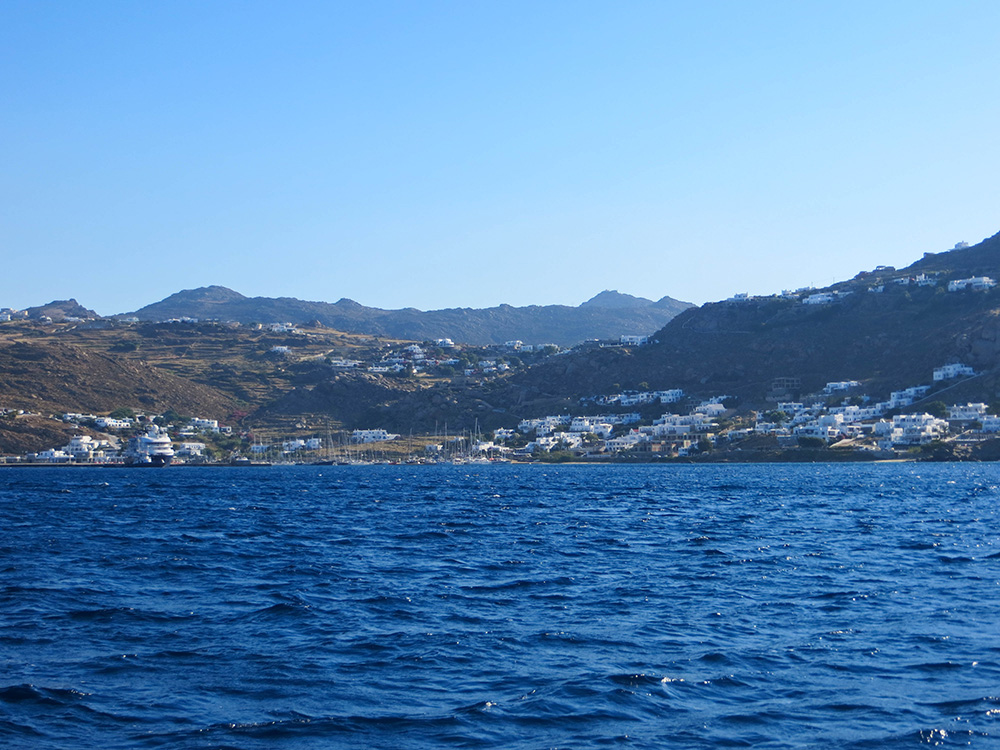 Greek island of Mykonos from the water
