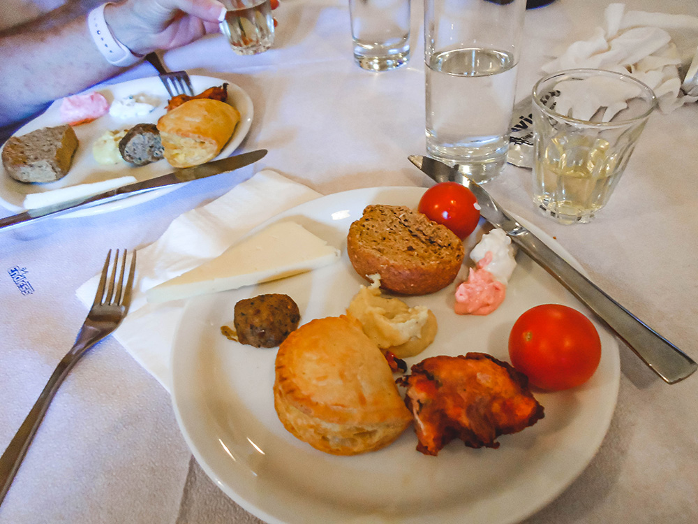 Greek mezes lunch at a winery in Santorini