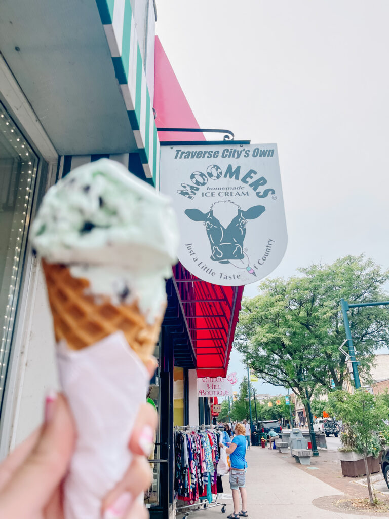 A day trip to Traverse City - an ice cream cone from Moomer's Ice Cream.