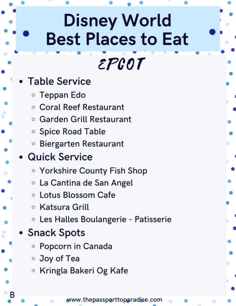 Best Restaurants in Each Disney World Theme Park The Passport to Paradise