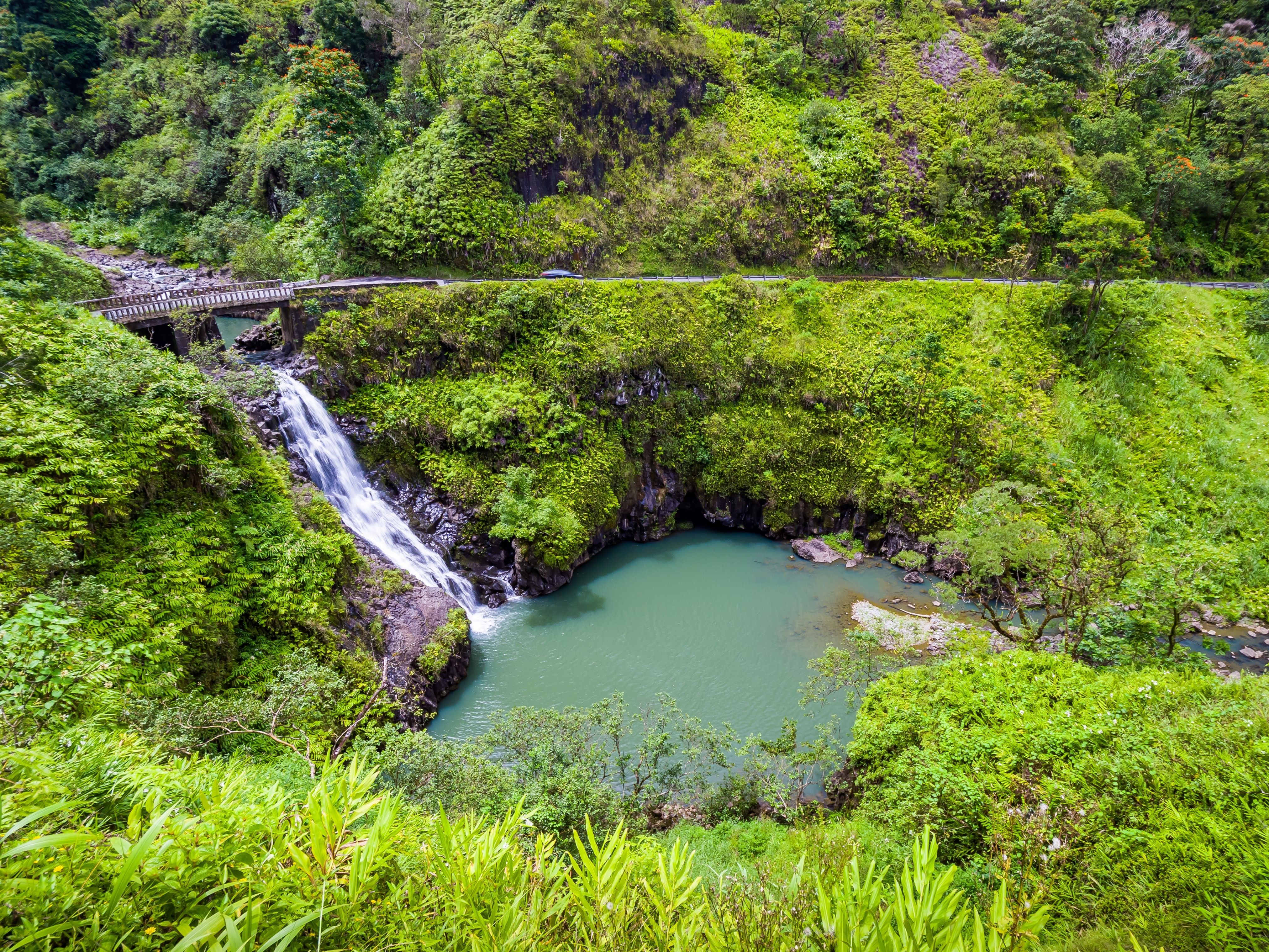 Wailua Iki Falls is one of the stops on the road to hana