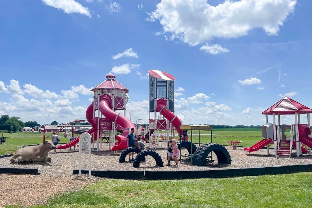 kids playing on the playground at Chaney's Dairy Barn