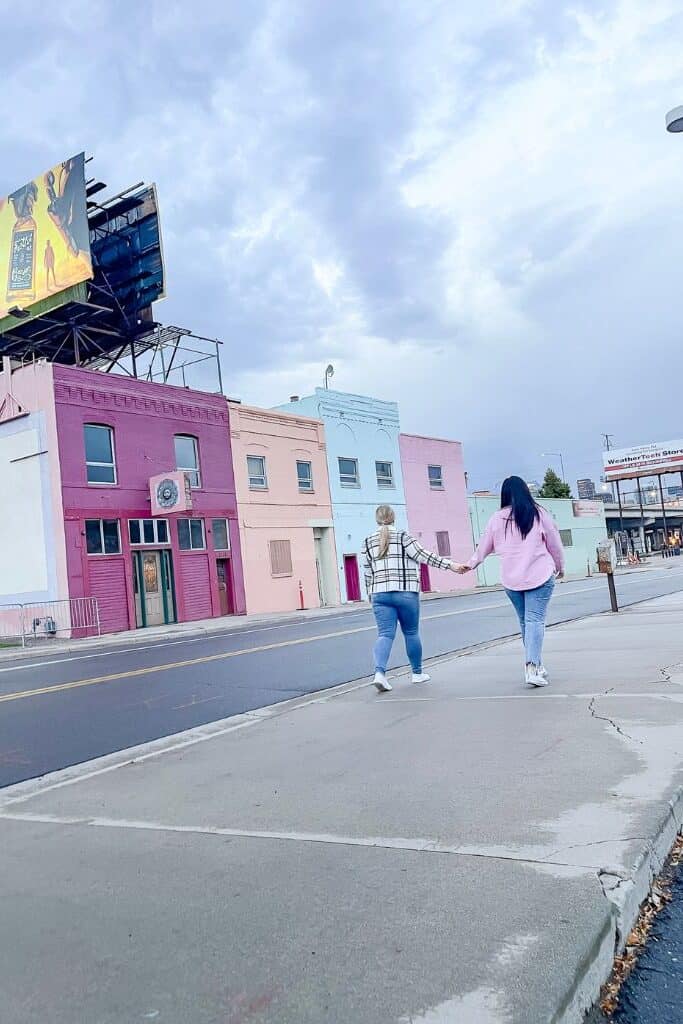 Denver street art and two women taking a selfie