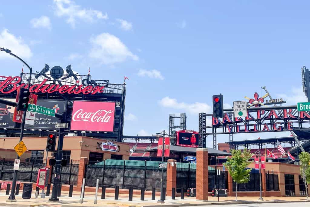 The entrance to Busch Stadium where the Cardinals play in St. Louis