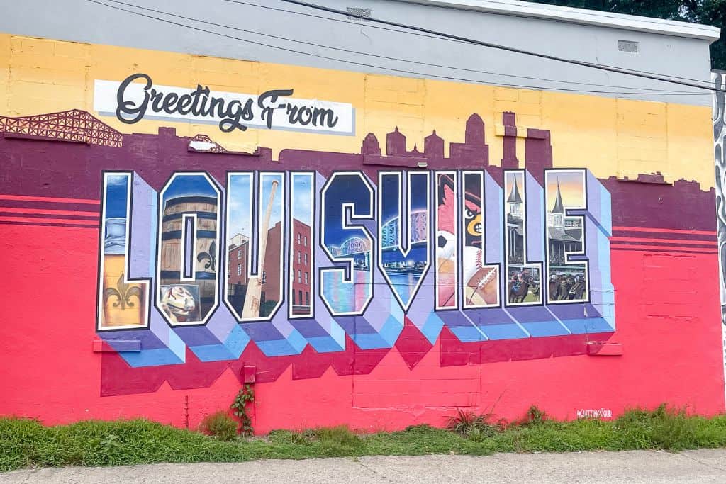 Greetings from Louisville sign
