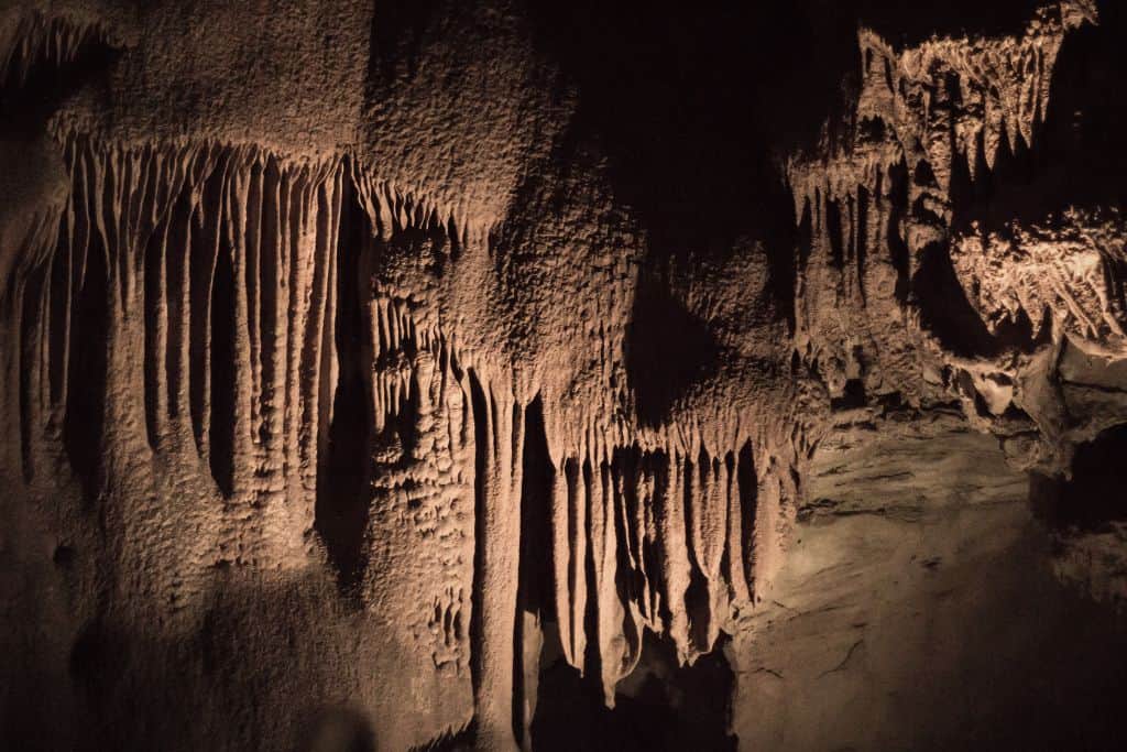 dripstones inside Mammoth Cave