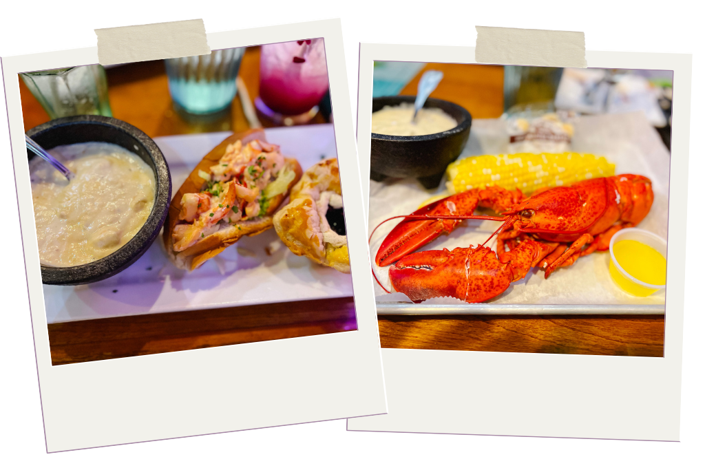 photo collage of lobster dinners in Bar Harbor